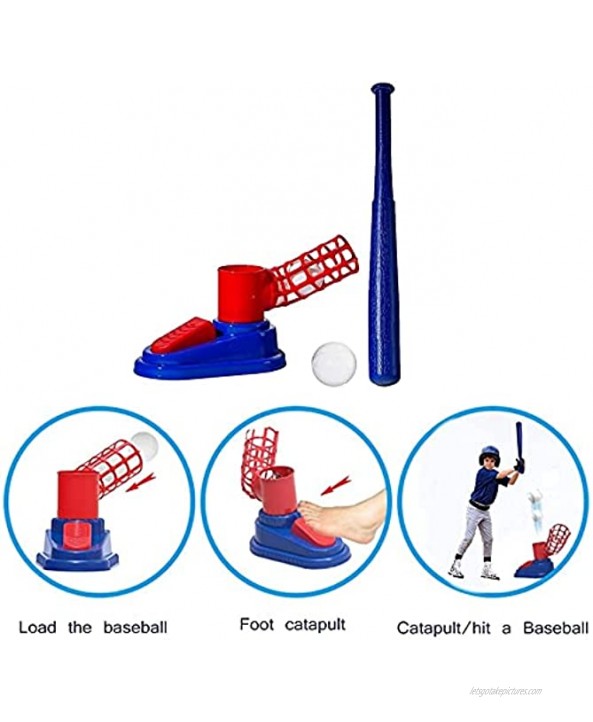 Baseball Ball Machine Set Foldable Plastic Retractable Ball Toy with 1 Baseball Bat 1 Pitching Machine and 3 Baseballs,Kid Toy for Beginner