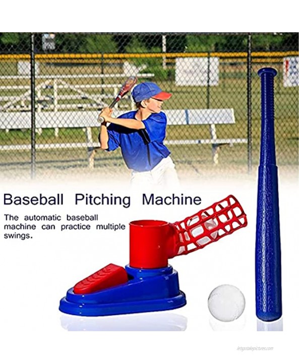 Baseball Ball Machine Set Foldable Plastic Retractable Ball Toy with 1 Baseball Bat 1 Pitching Machine and 3 Baseballs,Kid Toy for Beginner
