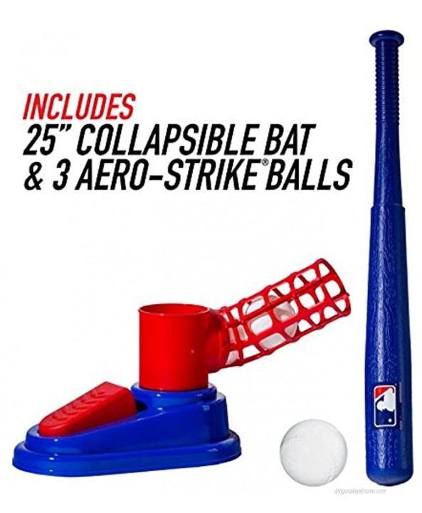 Franklin Sports MLB Baseball Pop A Pitch Includes 25 Collapsible Plastic Bat and 3 Plastic Baseballs Red Blue