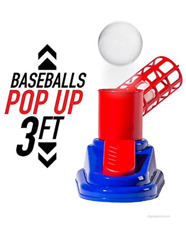 Franklin Sports MLB Baseball Pop A Pitch Includes 25 Collapsible Plastic Bat and 3 Plastic Baseballs Red Blue