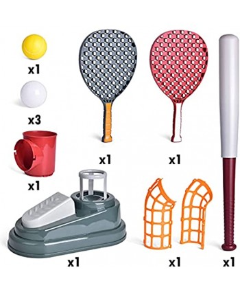 FUN LITTLE TOYS Tennis and Baseball 2 in 1 Pitching Machin Toy Automatic Pitcher Play Set Training Toy Set for Kids Outdoor Sport Games Gift for Boys and Girls