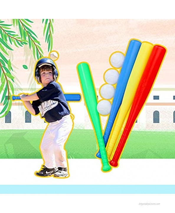 GARNECK 4 Sets of Kids Plastic Baseball Bat Toys Baseball Stick Baseball Bat with Baseball Children Outdoor Sports Yard Baseball Toy Games ï¼ˆ Mixed Color ï¼‰