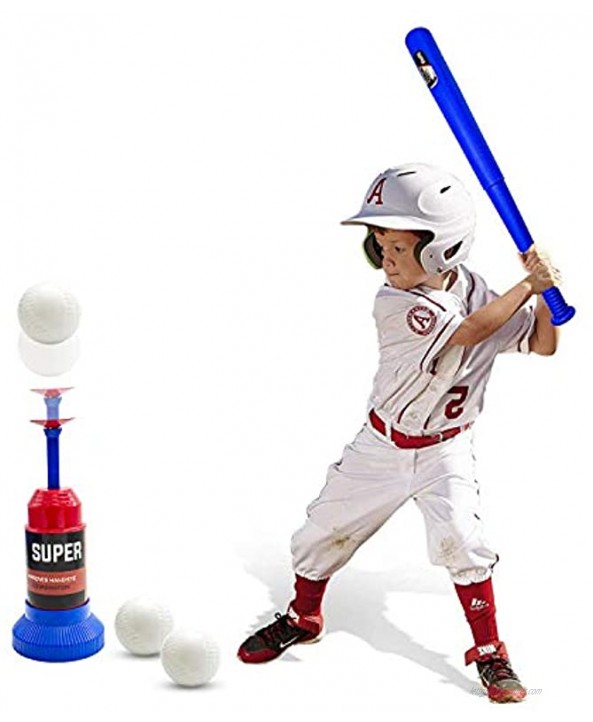 HAOMARK Ball Set for Toddlers Kids-Baseball Game Includes 3 Balls ,Training Semi Automatic Baseball Launcher Adjustable Baseball bat Improves Batting Skills for Boys & Girls Age 2-12 Yrs Old
