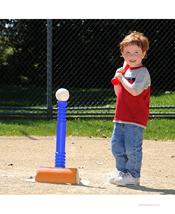 Hey! Play! Kids T-Ball Set- Baseball Tball Hitting Game with Bat & 3 Balls Practice Batting Skills Outdoors for Toddlers Boys & Girl Players Multi Color B07SYV4VH2