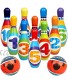 iMiibel Kids Bowling Set Toy Toddlers Educational Toys with 10 Bowling Pins & 2 Balls Indoor & Outdoor Games Birthday Party Gifts for Preschooler 3 4 5 6 Years Old Boys Girls