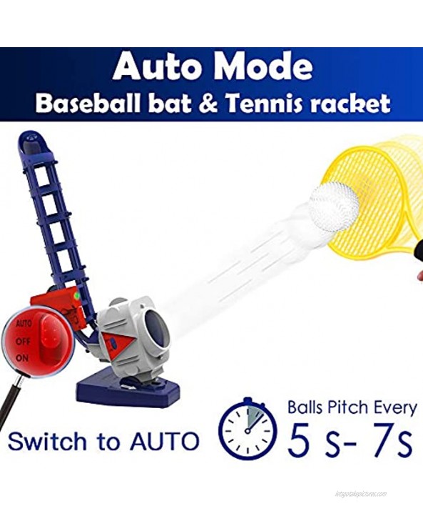 iPlay iLearn 2 in 1 RC Baseball & Tennis Pitching Machine Remote Control Bat Automatic Pitcher Active Training Toys Set Outdoor Sport Games Gifts for 5 6 7 Year Olds Kids Boys Girls