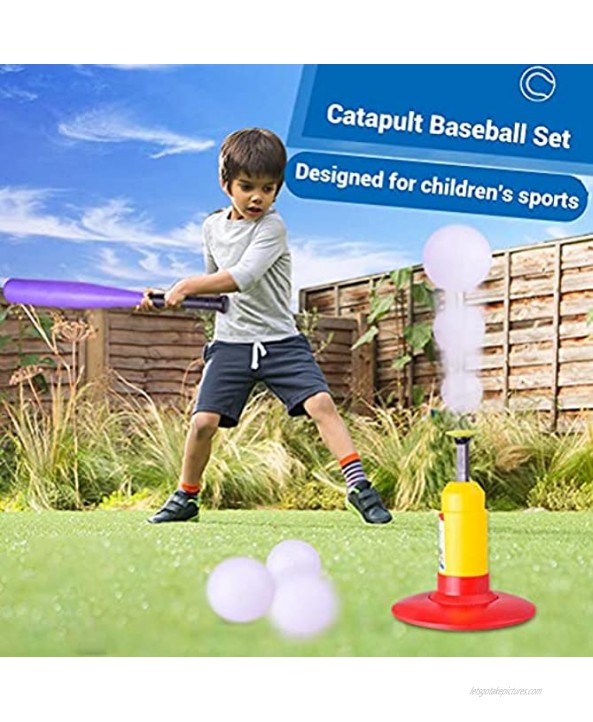 Katyma Kids Foam Soft Ball Baseball Toy Set Semi-Auto Launcher Toddler T Ball Set Game Baseballs Training