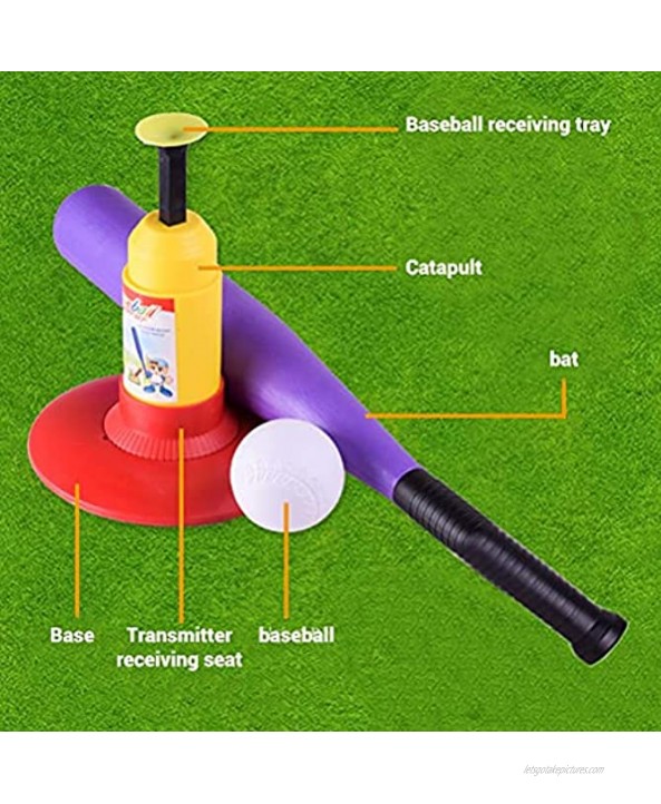 Katyma Kids Foam Soft Ball Baseball Toy Set Semi-Auto Launcher Toddler T Ball Set Game Baseballs Training