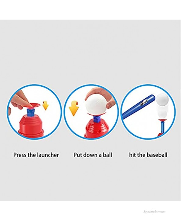 Kids Baseball Trainer Pitching Machine,Includes 3 Plastic Baseballs & Baseball Bat Baseball Tee Ball Set Outdoor Toys for Toddler Boy,Push Type