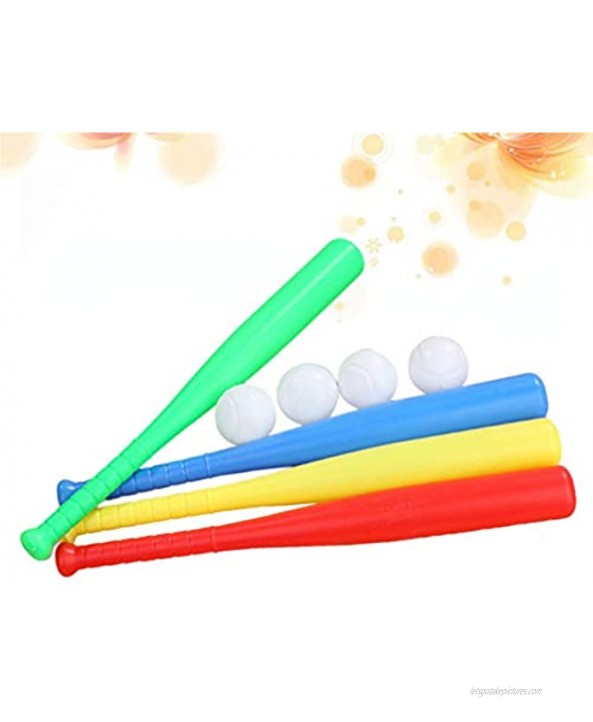 LIOOBO 8 Sets Plastic Baseball Bat Kit with Baseball Toy for Kids Chindren Outdoor Sports Red Yellow Blue Green Color 2 Set for Each Color