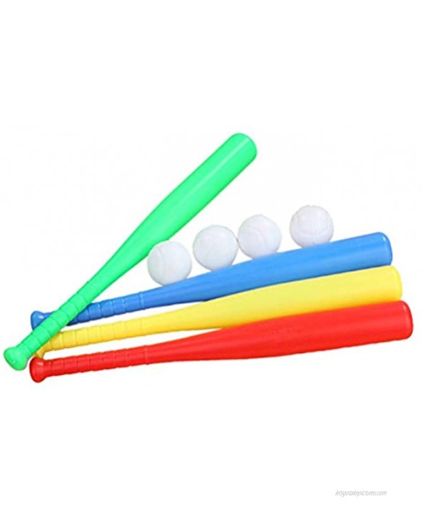 LIOOBO 8 Sets Plastic Baseball Bat Kit with Baseball Toy for Kids Chindren Outdoor Sports Red Yellow Blue Green Color 2 Set for Each Color