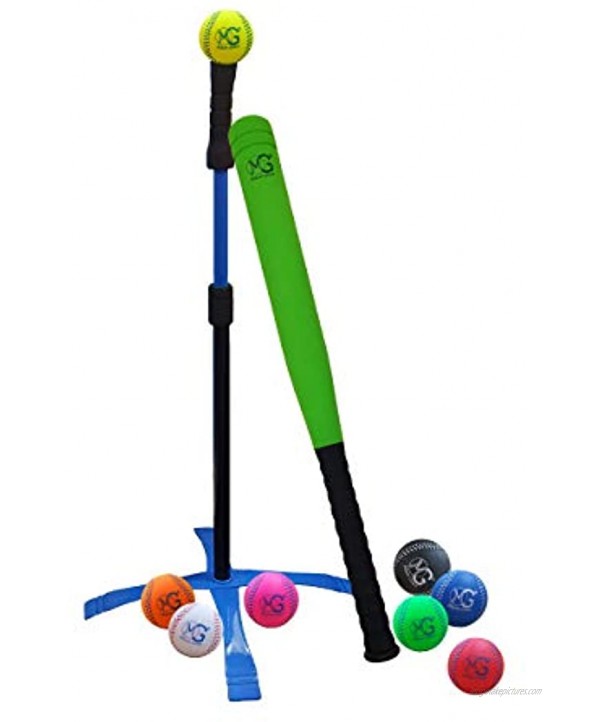 Macro Giant 27 Inch Safe T Ball Tee Ball T-Ball Foam Bat and Baseball Set for Kids 1 Bat 8 Baseballs Assorted Colors Training Practice Youth Batting Trainer School Playground Kid Toy