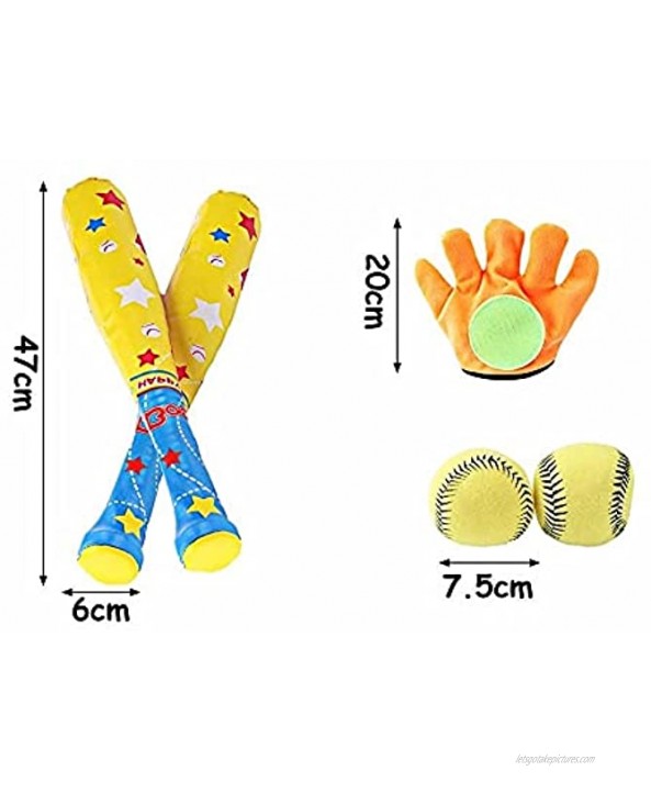 MYORI 4pcs Foam Baseball Toys Set 1pc Baseball Glove Random Color+2pcs Soft Ball + 1pc Baseball Bat Outdoor Sports Products for Kids Boys Adults