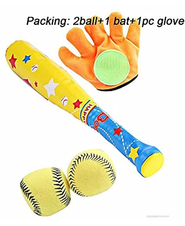 MYORI 4pcs Foam Baseball Toys Set 1pc Baseball Glove Random Color+2pcs Soft Ball + 1pc Baseball Bat Outdoor Sports Products for Kids Boys Adults
