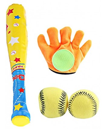 NUOBESTY 4pcs Kids Baseball Set Soft Ball with Bat Glove Baseball Tee Game Training Baseball Set Outdoor Sport Toys for Toddlers Kids Assorted Color