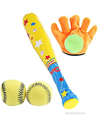 NUOBESTY 4pcs Kids Baseball Set Soft Ball with Bat Glove Baseball Tee Game Training Baseball Set Outdoor Sport Toys for Toddlers Kids Assorted Color