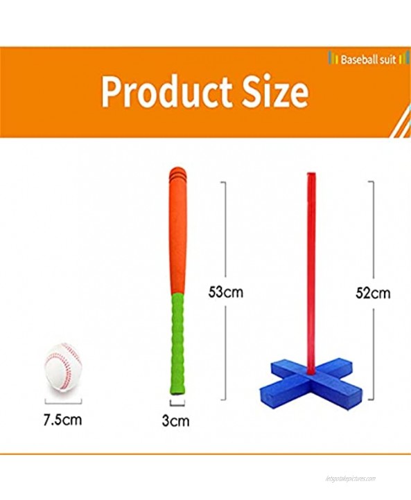 T-Ball Set for Toddlers 3-Pcs Set Baseball Toy Set Soft Activity Fitness Sports Play Games Kids Training Outdoor Children Fitness Bat Foam Color : Orange Size : One Size