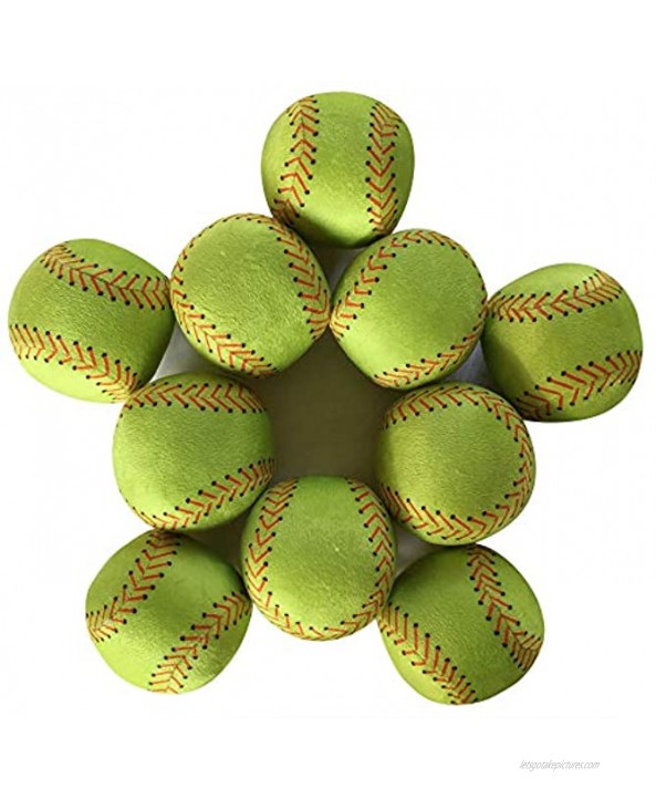 WOWMAX Toy Baseball Plush Fluffy Stuffed Sports Ball Soft Durable Sports Toy Gift for Kids 3 Inches Green Set of 10