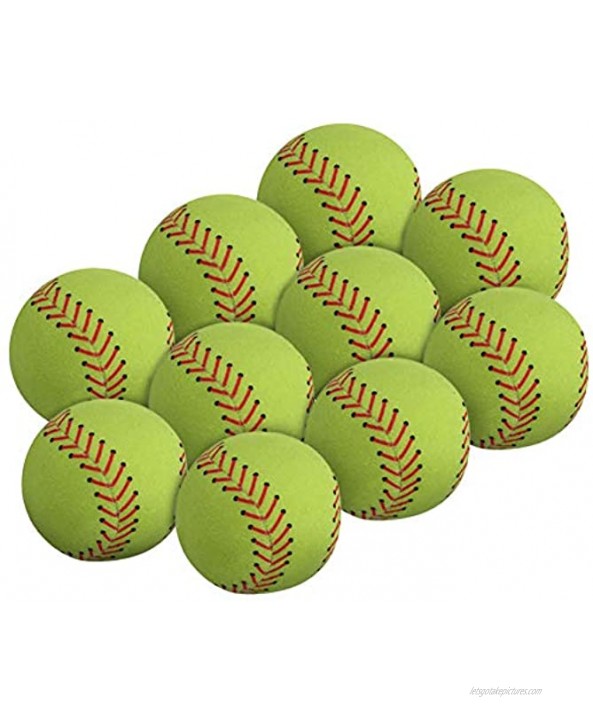 WOWMAX Toy Baseball Plush Fluffy Stuffed Sports Ball Soft Durable Sports Toy Gift for Kids 3 Inches Green Set of 10