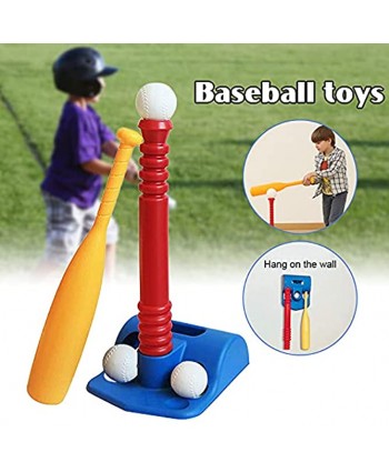 Wusuowei T-Ball Set for Toddlers Kids Baseball Tee Game Toy Set Includes 2 Balls Adjustable T Height Improves Batting Skills