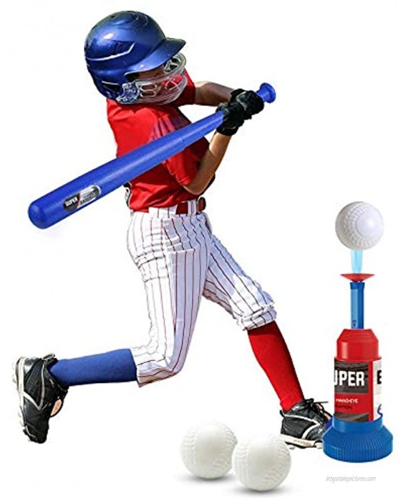 YongnKids Tee Ball Set T Balls with Automatic Baseball Launcher Toys for 3 4 5 6 Year Old Toddlers Boys Girls Tball Set Gifts for Little Kids Easy to Use