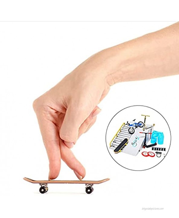 Aestheticism Skate Park Kit，8 Pcs Mini Finger Toys Set，Finger Skateboard Park Ramp Toys for Child