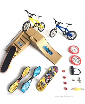 Besokuse Mini Skateboard Toys Starter Kit ，Skate Park Kit Finger Toys Set with Ramp Parks for Finger Sports，