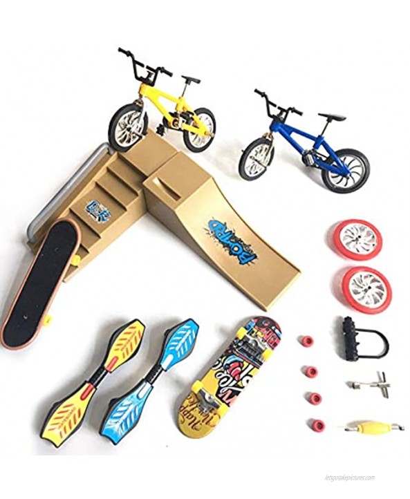 Besokuse Mini Skateboard Toys Starter Kit ，Skate Park Kit Finger Toys Set with Ramp Parks for Finger Sports，