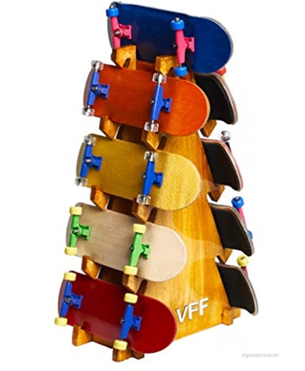 FLVFF Fingerboard Display Rack Storage Organizer Exhibit Finger Skate Rail ramps and Parks RA2 Brushed Light Brown