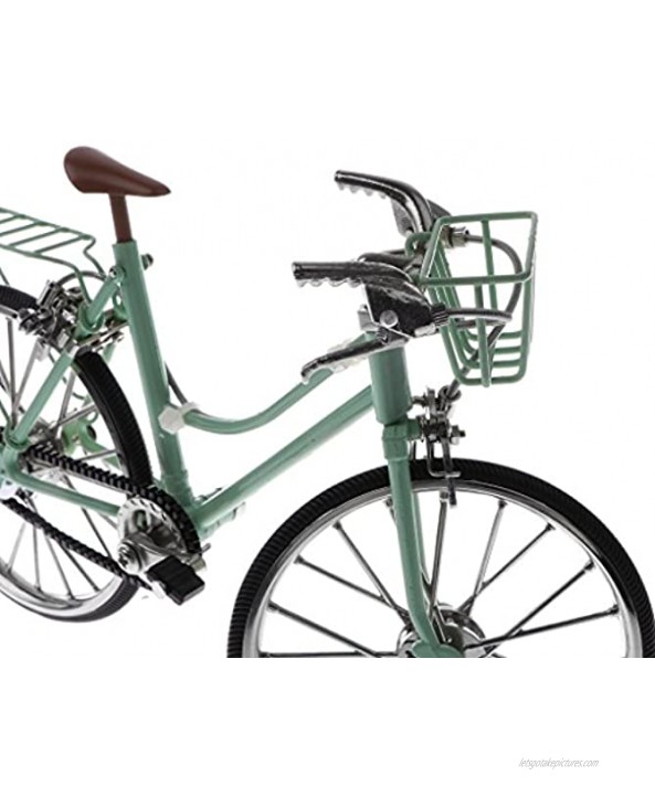 Homyl 1 10th Miniature Alloy Racing Bike Cycling Toy Bicycle w Basket & Seat Diecast Vehicle Model Showcase Display Green