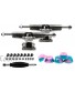Teak Tuning Fingerboard Spacer Trucks Chrome Silver Includes Set of 5 Pink & Teal Swirl Bubble Bushings 32mm Width Tuned & Assembled