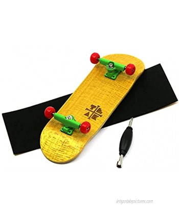 Teak Tuning Prolific Complete Fingerboard with Upgraded Components Pro Board Shape and Size Bearing Wheels, and Trucks 32mm x 97mm Handmade Wooden Board Rad Rasta Edition