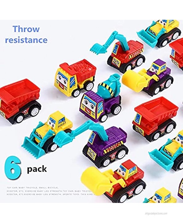 6 PCS Set Pullback Construction Truck Firefighter Vehicles Mini car in Carrying Case- Zipper Bag -Gift Pull Back Vehicles Toy for Kids Soft Baby Toy Firefighter Vehicles