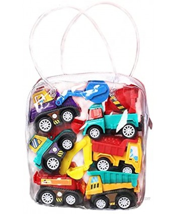 6 PCS  Set Pullback Construction Truck Firefighter Vehicles Mini car in Carrying Case- Zipper Bag -Gift Pull Back Vehicles Toy for Kids Soft Baby Toy Firefighter Vehicles
