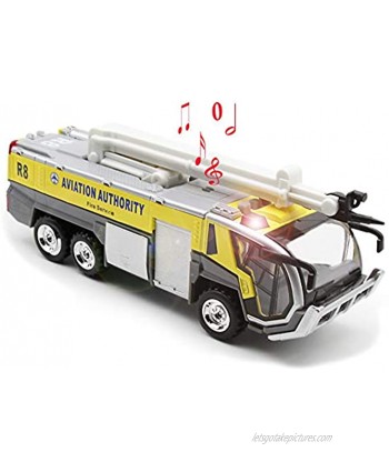 Ailejia Airport Diecast Airport Fire Truck Engine Pullback Friction Toy Airport Rescue Vehicle Model Yellow