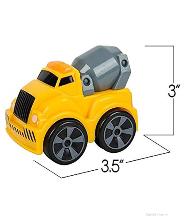 ArtCreativity 3.5 Inch Pull Back Construction Vehicle Set with Lights & Sound Set of 3 Includes Mini Dump Truck Tow Truck and Concrete Mixer Best Gift for Kids Party Favors for Boys and Girls