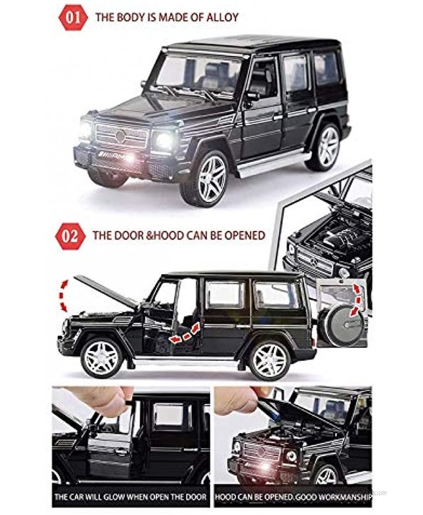 Diecast Pull Back Cars 6.1 Alloy Toddler Cars Toy Car Model 1:32 with Sound and Light for G65 SUV AMG for Kids GiftBlack