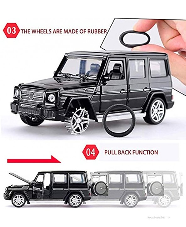 Diecast Pull Back Cars 6.1 Alloy Toddler Cars Toy Car Model 1:32 with Sound and Light for G65 SUV AMG for Kids GiftBlack