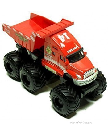 Maisto Fresh Metal Builder Zone Quarry Monster Red Brush Fire Dump Truck Motorized 6-Wheeler