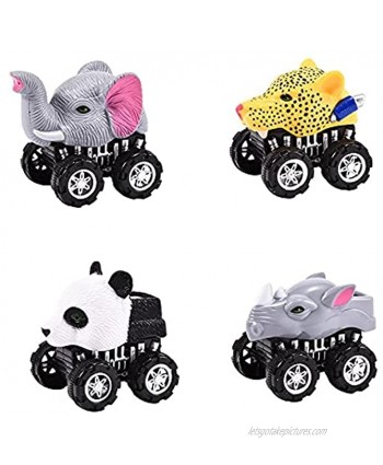 MENGHAN Animal Toy Pull Back car 4 Pieces of Children's Toy car Over 3 Years Old Pull Back Toy car car Toys