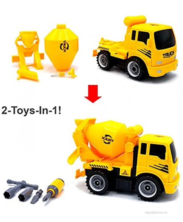 MUKIKIM Construct A Truck Mixer. Take it Apart & Put it Back Together + Friction Powered2-Toys-in-1! Awesome Award Winning Toy That Encourages Creativity! …