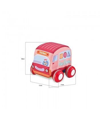 Newmind Soft Pull Back Car Toys Mini Vehicles Cars Pullback Push Along Car Include Police Car School Bus Taxi Ice Cream Car