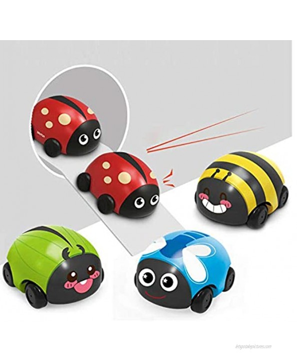 Palaver Pull Back Insect Cars Toys for 1-3 Years Old Baby and Toddlers,Kids Early Educational Vehicles Boys and Girls Birthday Party Favors Gift Stocking Stuffers Multicolor-4PC