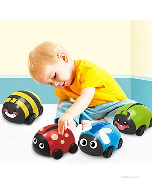 Palaver Pull Back Insect Cars Toys for 1-3 Years Old Baby and Toddlers,Kids Early Educational Vehicles Boys and Girls Birthday Party Favors Gift Stocking Stuffers Multicolor-4PC