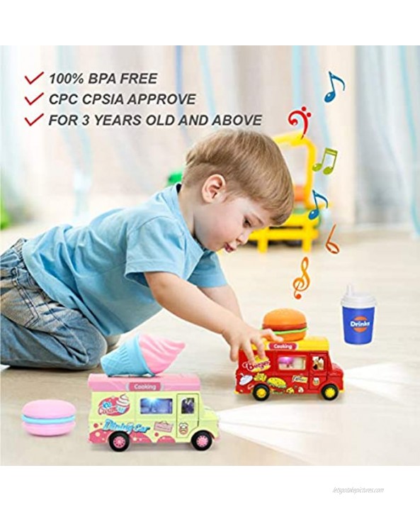 PP PICADOR Toy Cars Trucks for Kids Boys Girls Age 5-7 Pull Back Cars with Lights and Sounds Toy Vehicel for Children GiftHamburger
