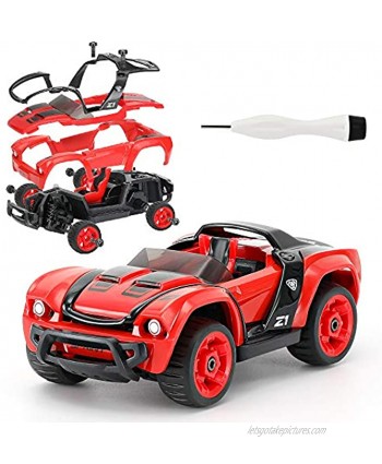 Pull-Back Toy Cars Take Apart Race Car DIY Car Assembly Toy Tool Kit Build Your Own Car Educational Toy for Kids Boys & Girls Toys Aged 3+ Red