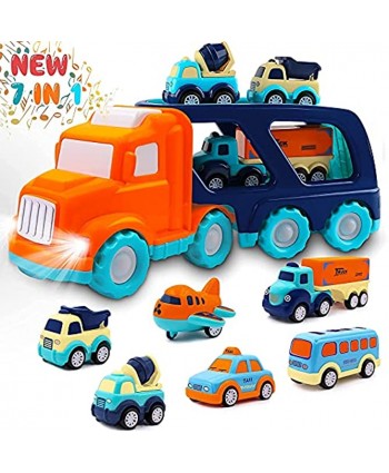 Toddler Toys Transport Car for Boys Bundle with Construction Toys Truck Transform into Robot Toys for 3 4 5 6 Year Old Boys Girls Kids Toys Vehicles Christmas Birthday Gifts for Boys Girls