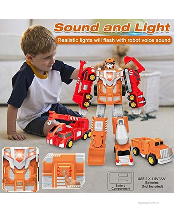 Toddler Toys Transport Car for Boys Bundle with Construction Toys Truck Transform into Robot Toys for 3 4 5 6 Year Old Boys Girls Kids Toys Vehicles Christmas Birthday Gifts for Boys Girls