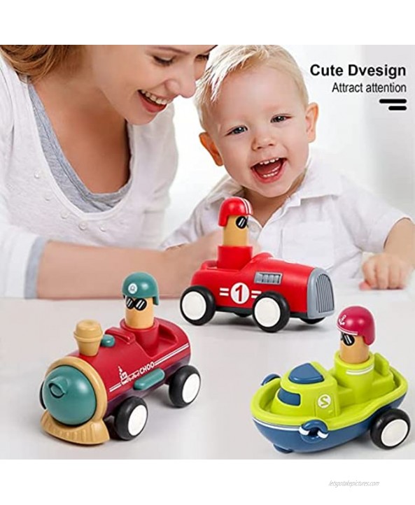 Toy Cars for 1 2 3 4 5 Year Old Boy Girls 3 Pcs Wind Up Car Toys for Toddlers 1-3 Friction Powered Baby Kids Toys for Age 3-9 First Birthday Gift