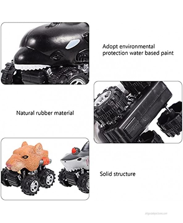 TOYANDONA 5 PCS Animal Pull Back Cars Toys Friction Powered Tiger Car Toys Playset for Kids Toddlers Educational Toy Mixed Style